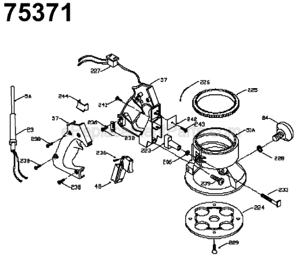 Page A Diagram and Parts List for 75371  Porter Cable Router